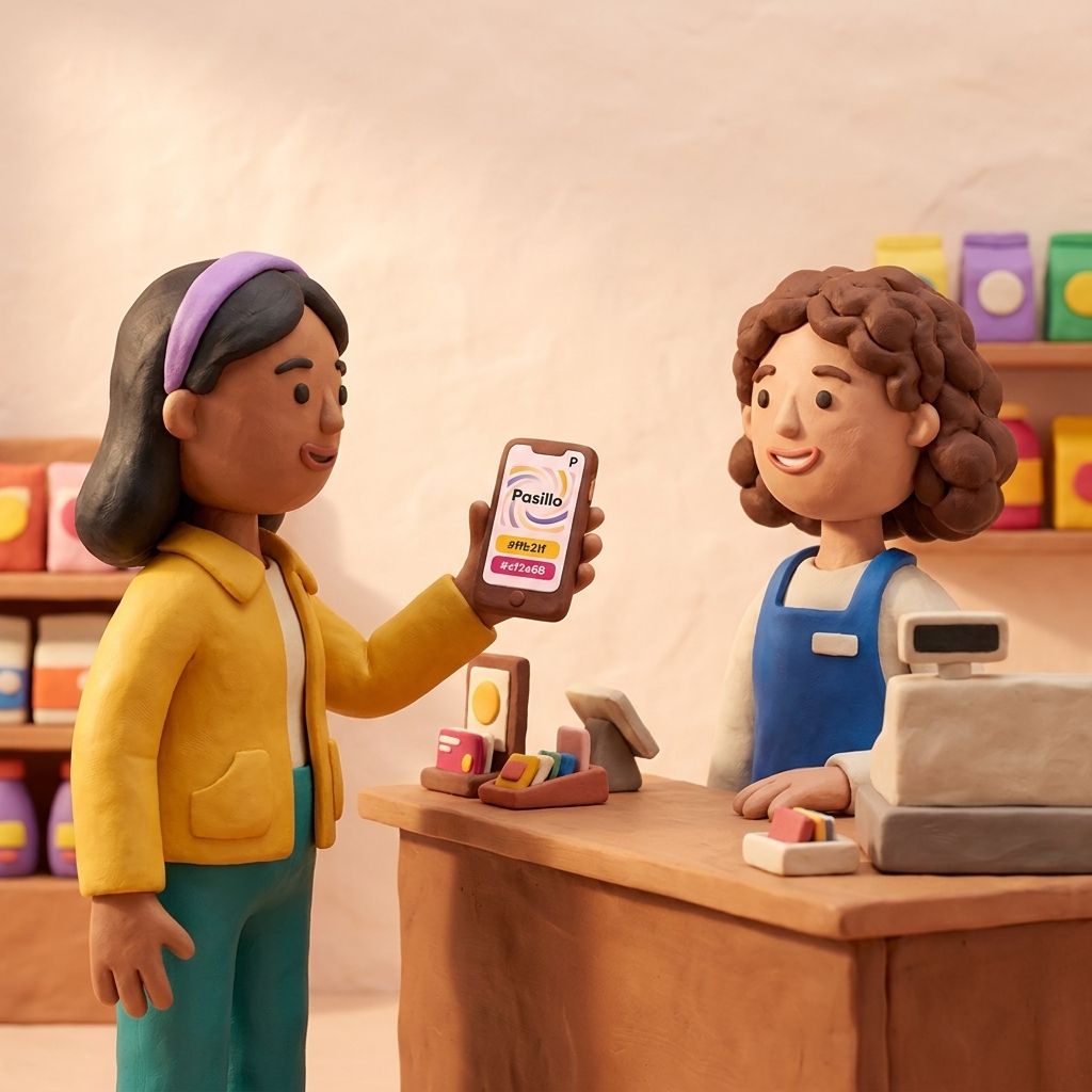 A visitor shows a promotion code at checkout