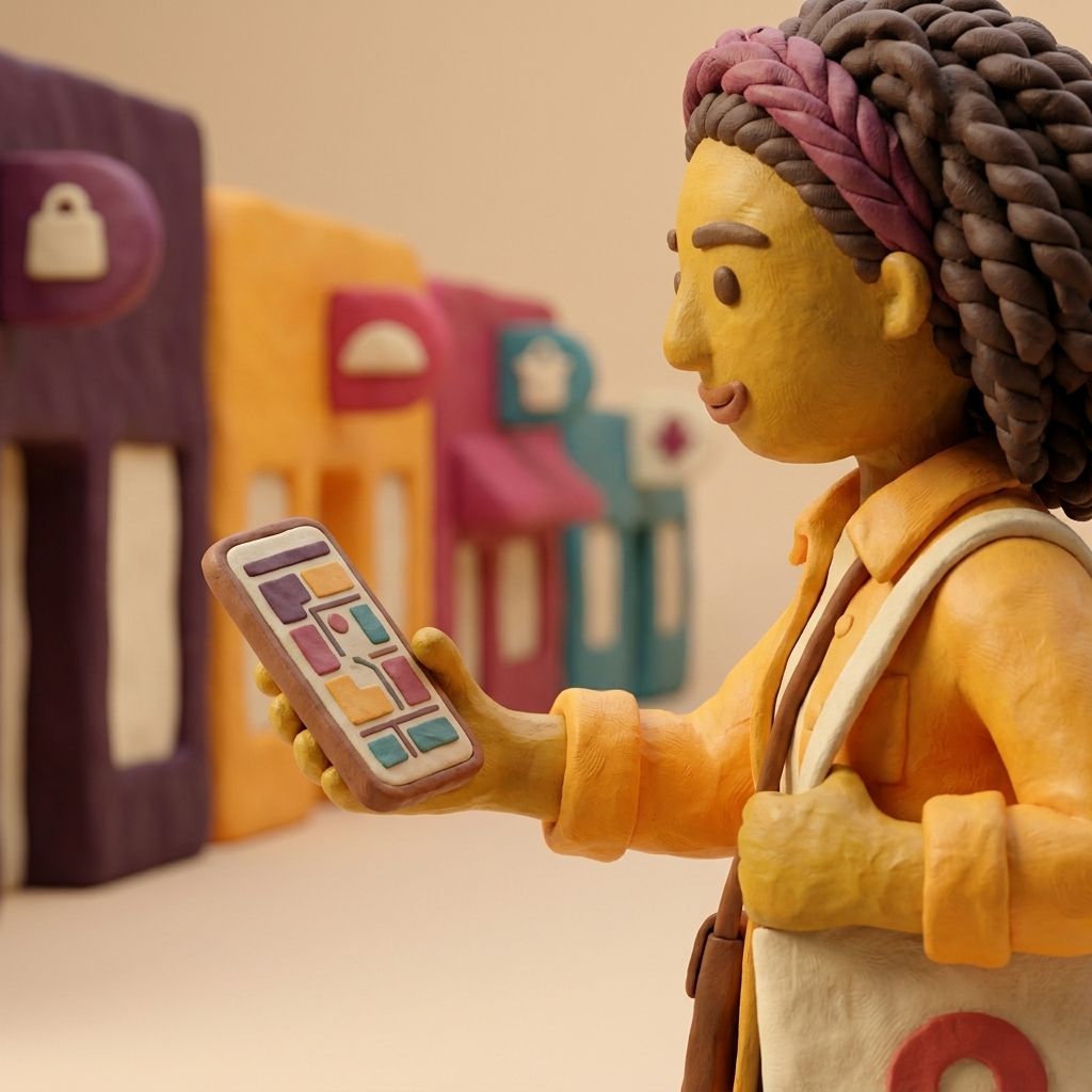 A visitor searches for a store in the digital guide